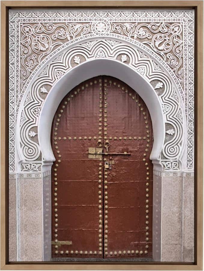 Sylvie Morocco Marrakech Door by Golie Framed Canvas Culture Art Print 18 in. x 24 in.