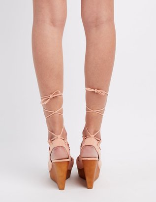 Charlotte Russe Qupid Lace-Up Wedge Sandals
