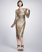 Thumbnail for your product : Tom Ford Embroidered Metal Sheath Dress, Silver