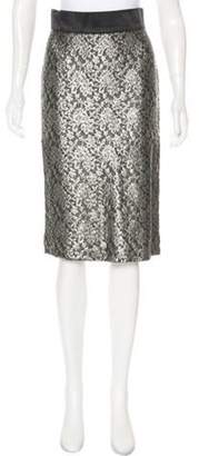 Clements Ribeiro Metallic Lace Skirt Silver Metallic Lace Skirt