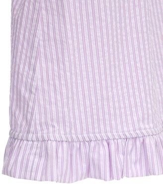 The Sleep Shirt Ruffled Seersucker Cotton Pajama Set