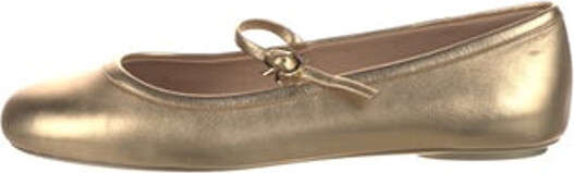 Gianvito Rossi Leather Mary Jane Flats Gold & Metallic Round-Toes Mary Jane Strap & Buckle Closure At Uppers Includes Box & Dust Bag Unfortunately due to restrictions this item may not be eligible for shipping in all areas.