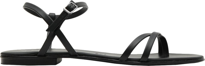 8 By YOOX Leather Square Toe Ankle-strap Flat Sandal Thong Sandal