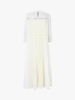 Thumbnail for your product : AllSaints Nima Dobby Tiered Dress, Chalk White/Yellow