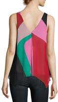 Thumbnail for your product : Joie Felixa Sleeveless Colorblocked Draped Silk Blouse