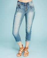 Thumbnail for your product : Wet Seal Button Up Cuffed Skinny Jeans