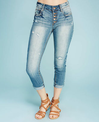 Wet Seal Button Up Cuffed Skinny Jeans