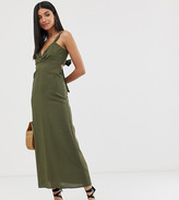 Thumbnail for your product : Asos Tall ASOS DESIGN Tall knot front linen maxi dress with tie back