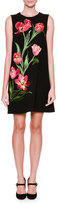 Thumbnail for your product : Dolce & Gabbana Sleeveless Tulip-Appliqué Shift Dress, Black/Bright Pink