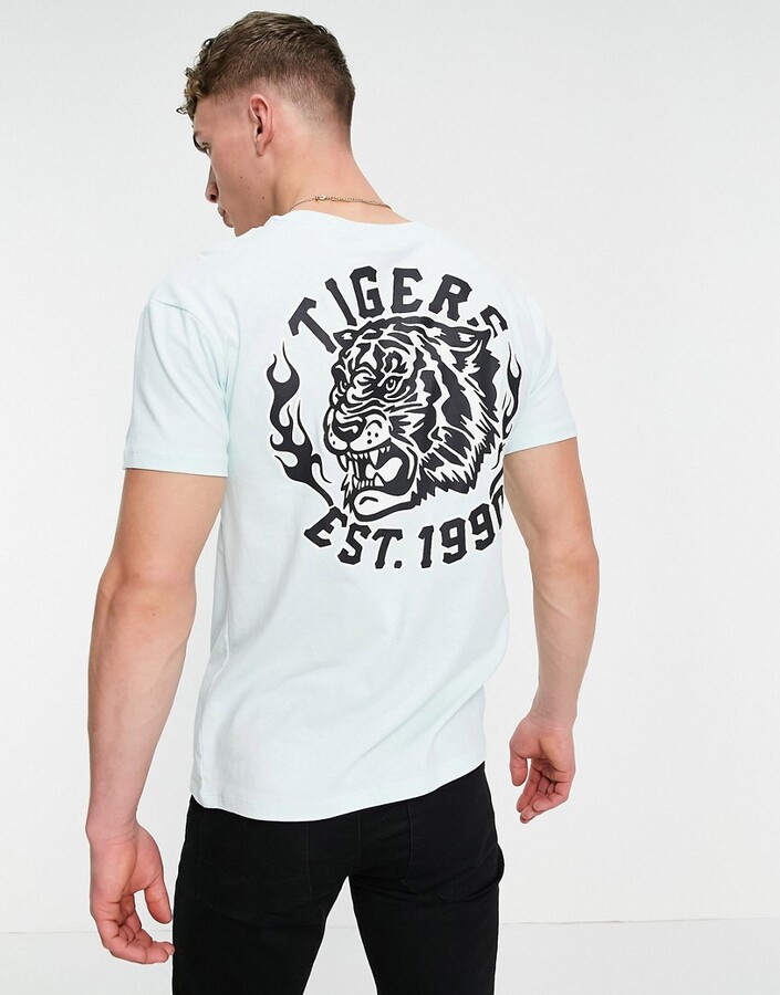Jack and Jones Originals oversize t-shirt with tiger back print in mint -  ShopStyle