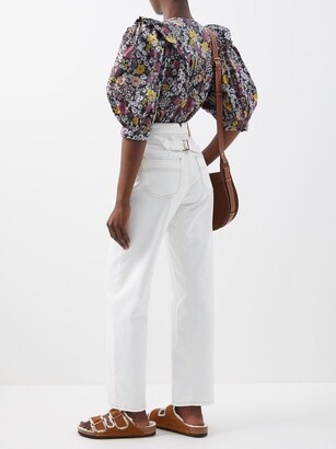 【関税込み】See by Chloe オフホワイト タック ジーンズ See by Chloe High-rise Buckle-back Straight-leg Jeans