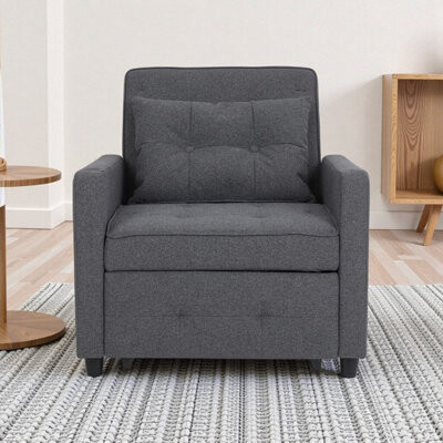 3-In-1 Convertible Sleeper Chair Bed with Adjustable Backrest, USB Ports, and Side Pockets