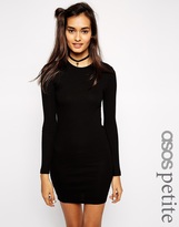 Thumbnail for your product : ASOS PETITE Long Sleeve Bodycon Rib Mini Dress