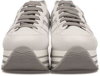 Hogan White/silver Maxi H222 Wedge Sneakers