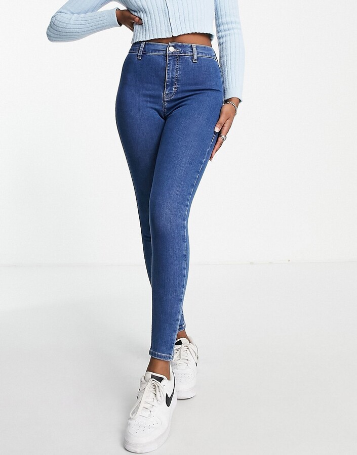 Topshop Joni jeans in mid blue - ShopStyle