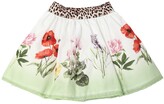 Thumbnail for your product : MonnaLisa Flowers Print Cotton Muslin Skirt
