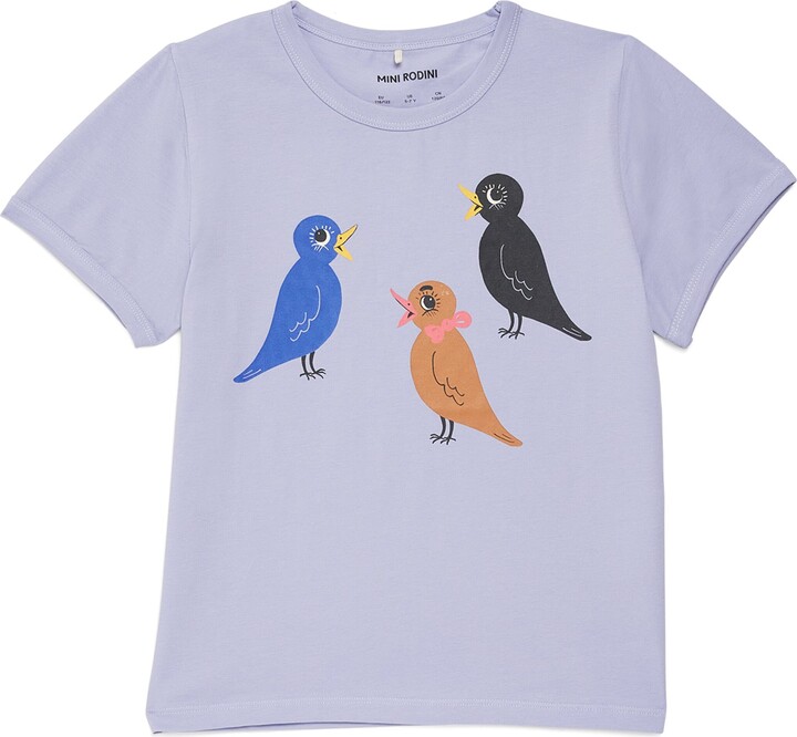 Mini Rodini Stretch-Organic Cotton Three Birds T-Shirt