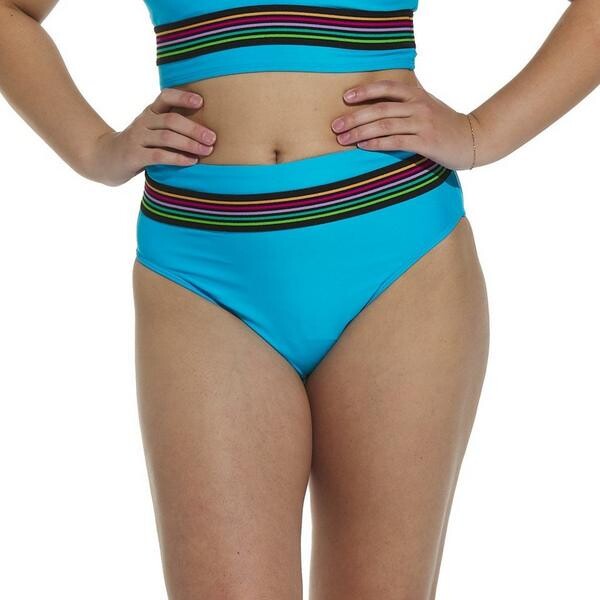 Next Women's Good Karma Rainbow Highwaist Swim Bottoms Sporty Small Opal