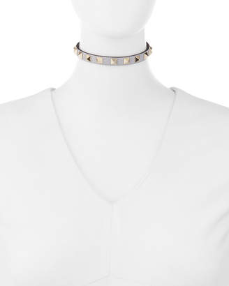 Valentino Small Rockstud Leather Choker Necklace