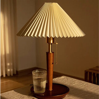 Mid Century Modern Accent Walnut Table Lamp, 3 Color Temperature Dimmable