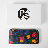 Thumbnail for your product : Paul Smith Women's Black Leather 'Wild Floral' Print Large Corner Zip Wallet