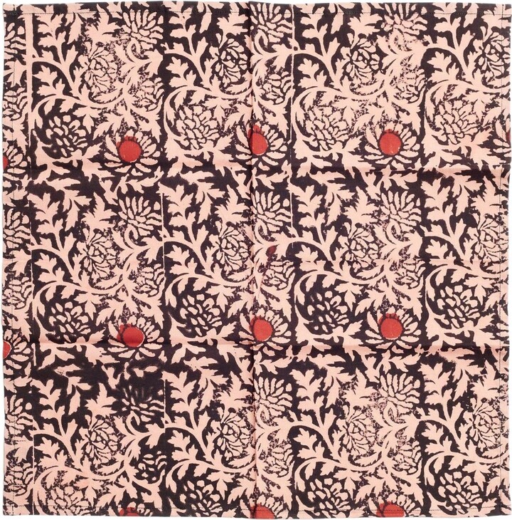 Studio Variously Hummus Floral Wax Block Printe Cotton Table Napkin - Set of 4