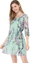 Thumbnail for your product : Allegra K Women's 3/4 Sleeve Round Neck Floral Print Dresses L