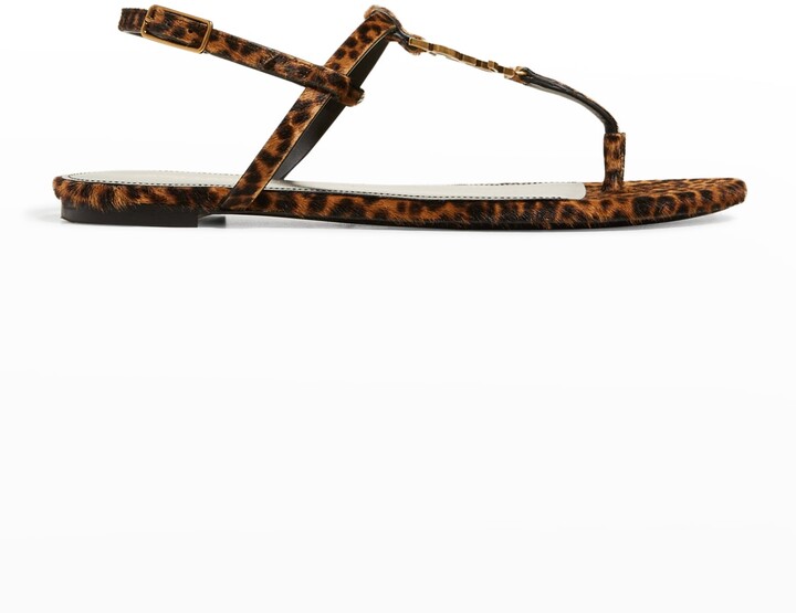 leopard thong sandals