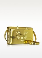 Thumbnail for your product : Charlotte Olympia Feline Metallic Leather Purse