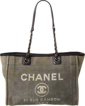 Chanel Studded Deauville Caviar Leather Tote Bag in Black
