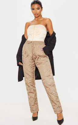 PrettyLittleThing Stone Quilted Jogger