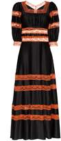Thumbnail for your product : Shrimps Cressida lace-panel silk dress
