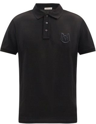 Moncler Logo-embroidered Cotton-pique Polo Shirt - Black