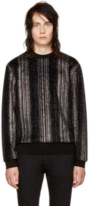 Saint Laurent Black Striped Glitter Sweatshirt