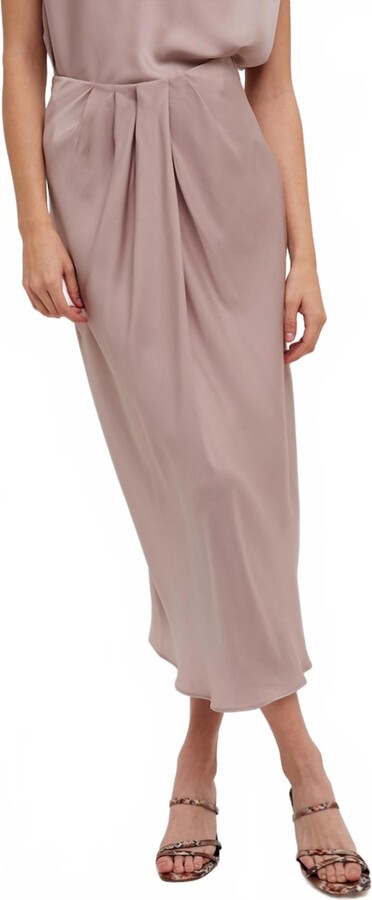 Fun 2 Fun Easy Days Satin Midi Skirt In Blush