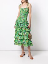 Thumbnail for your product : Bambah Floral-Print Ruffled Linen Dress