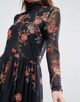 Thumbnail for your product : Vero Moda High Neck Floral Mesh Maxi Dress