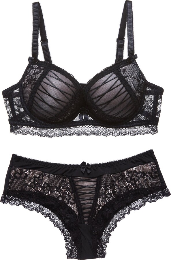 Scarleti Women's Sexy Bra Set Ladies lace Underwire Pushup Bra