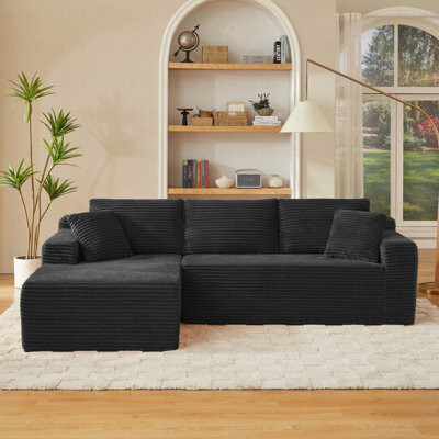 Latitude Run L-Shaped Cloud Sectional Sofa with Deep Seat,No Assembly Required,Modular Couches Sleeper for Living Room,Bedroom,Apartment,Dark Grey
