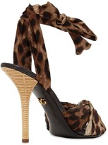 Thumbnail for your product : Dolce & Gabbana 105mm Leopard Twill Lace-up Sandals