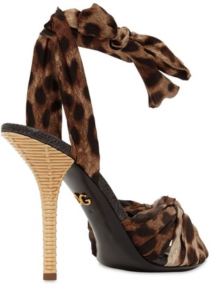 Dolce & Gabbana 105mm Leopard Twill Lace-up Sandals