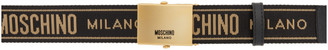 Moschino Black and Gold Logo Belt