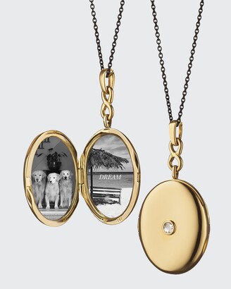 Monica Rich Kosann 18K Gold Locket Necklace with Diamond Center