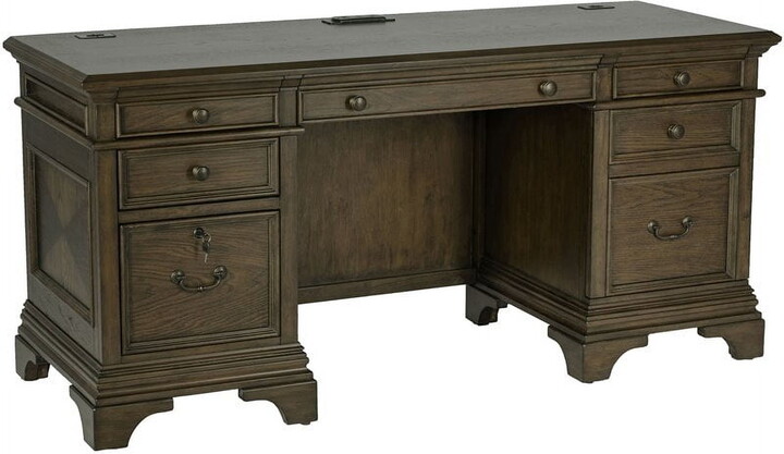 Coaster Fine Furniture Coaster Hartshill Credenza with Power Outlet in Burnished Oak