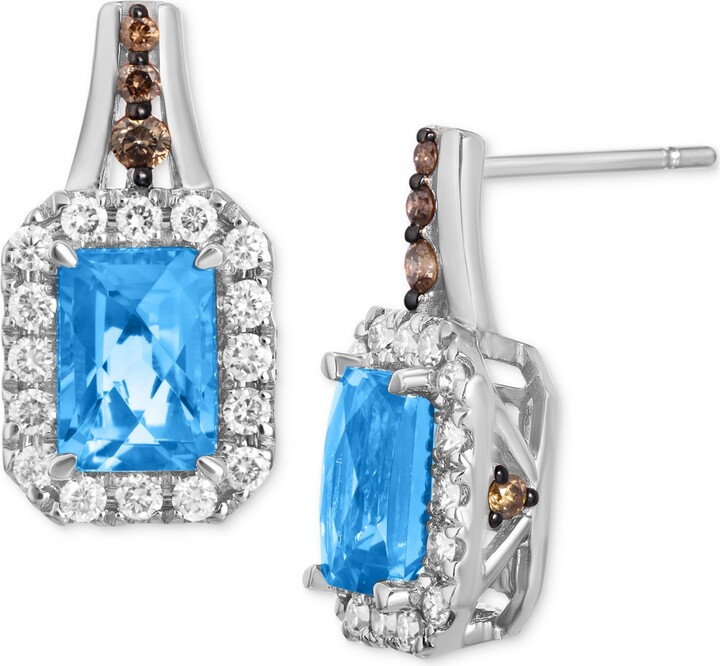 LeVian Cinnamon Citrine (2 ct. t.w.) & Diamond (5/8 ct. t.w.) Stud Earrings in 14k Rose Gold (Also in Amethyst Blue Topaz Peridot & Smoky Quartz) -