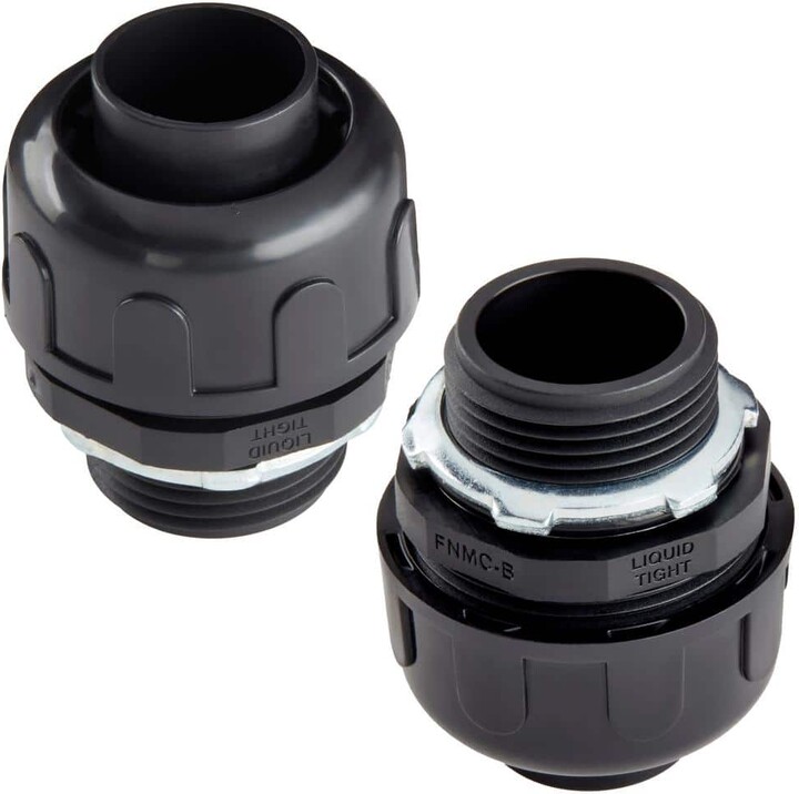 HYDROMAXX (50-Pack) 1 in. Dia Black Liquid Tight Non Metallic Electrical PVC Conduit Straight Fitting Connector