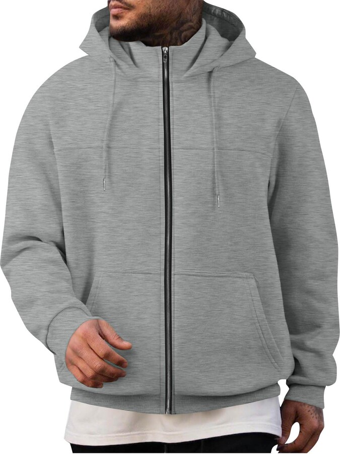 Cambkatl Men's Zip Up Hoodies Casual Stand Collar Sweatshirt Long Sleeve Streetwear Hooded Jackets with Pockets