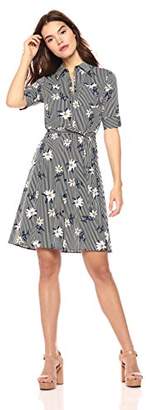 Wild Meadow Women's Short Sleeve Shirt Dress in Floral Stripe XL