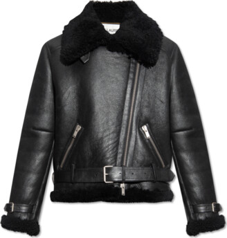 ジャケット Saint Laurent Black leather and shearling jacket biker jacket in vintage leather and shearling | Saint