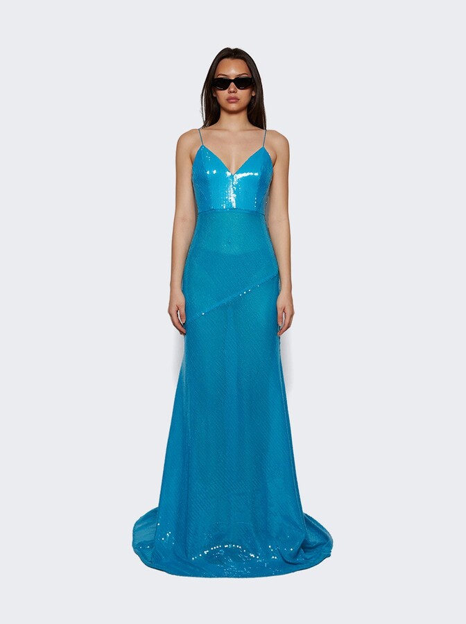 Alex Perry Bikini Gown In Sequin Blue